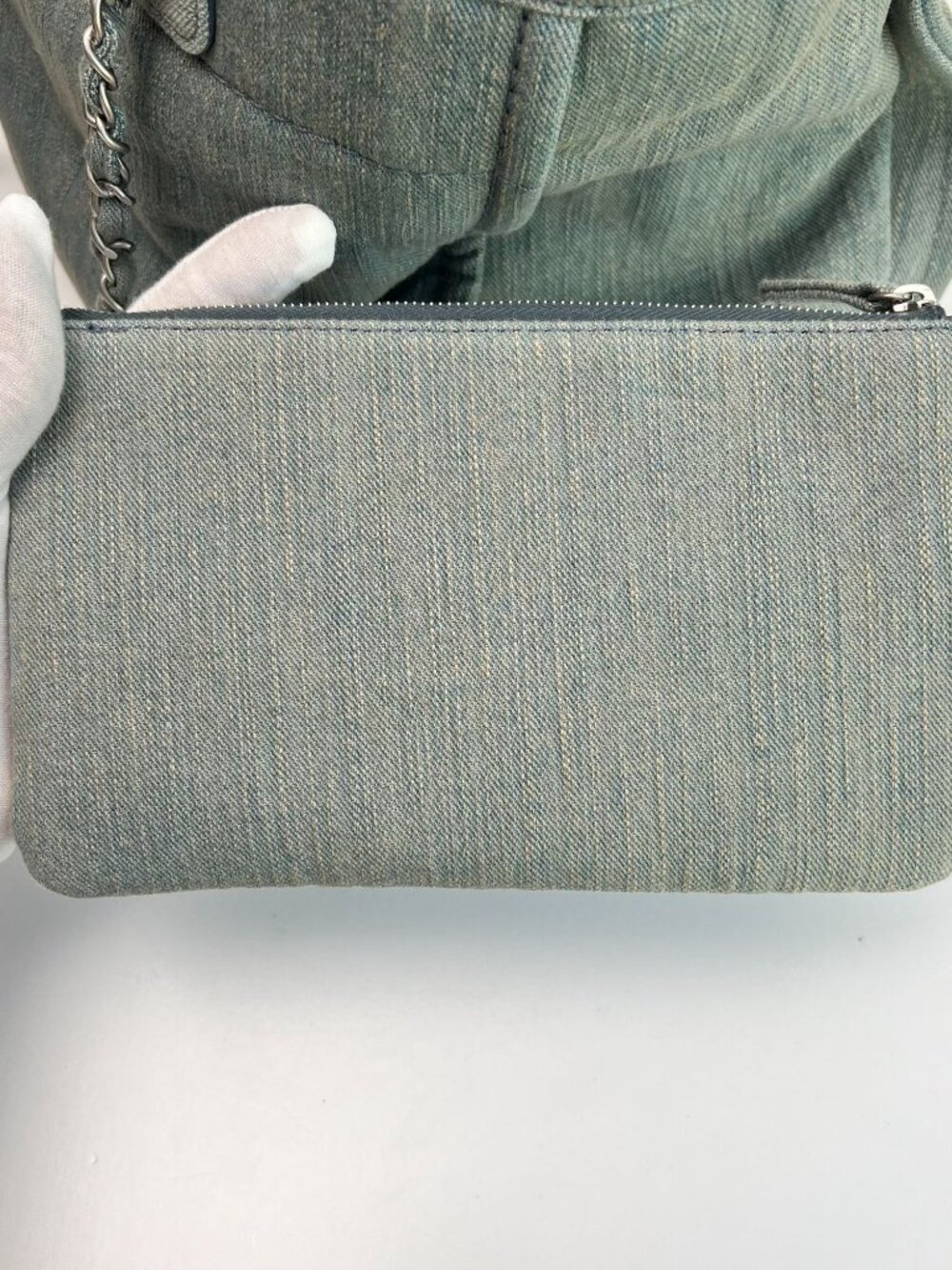 CHANEL Light Blue Denim Medium Deauville Logo Tote Bag SHW - Picture 11 of 16